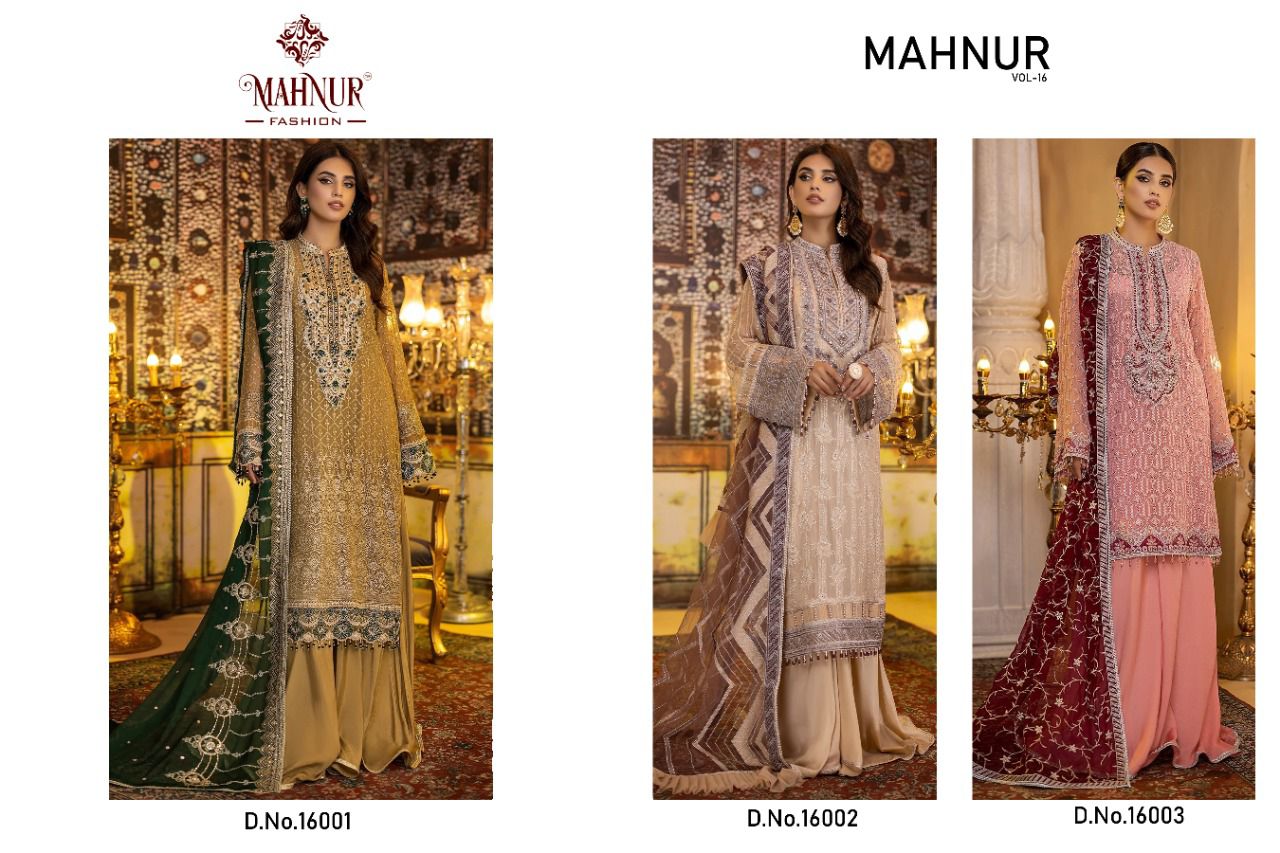 Mahnur Vol 16 Festive Wear Embroidered Wholesale Pakistani Salwar Suits Catalog